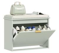 HOMCOM Banco Zapatos cojín Acolchado cajón abatible 62x26x47,5cm Verde | Zapatero, soporta hasta 120kg, uso interior, pasillo, entrada, porche