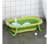 HOMCOM Bañera Plegable para Bebé Recién Nacido hasta 3 Años 50 Litros con Cojín Cómodo y Patas Plegables Carga 50 kg 80x53,9x20,8 cm Verde