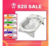 HOMCOM Bañera Plegable Bebé Recién Nacido hasta 3 Años 35L con Cojín y Tapón Blue