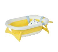 HOMCOM Bañera Plegable para Bebé 0-3 Años 81,5x50,5x23,5 cm Cojín Amarillo