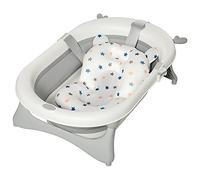 HOMCOM Bañera Plegable para Bebé 0-3 Años 81,5x50,5x23,5 cm Cojín Gris