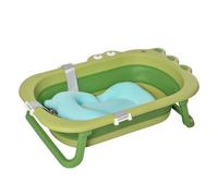 HOMCOM Bañera Plegable para Bebé Recién Nacido hasta 3 Años 50 L con Cojín Cómodo y Patas Plegables Carga 50 kg 80x53,9x20,8 cm Verde Aosom España
