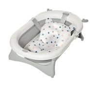 HOMCOM Bañera para Bebés Plegable 30 Litros con Tapón Termosensible y Cojín Almohadillas Antideslizantes 81,5x50,5x23,5 cm Gris Blanco Aosom España