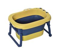 HOMCOM Bañera Plegable para Bebé de Recién Nacidos hasta 6 Años Bañera Portátil para Niños con Patas Antideslizantes 105L Amarillo y Azul