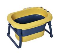 HOMCOM Bañera Plegable para Bebé Bañera Portátil para Niños con Patas Antideslizantes 75,3x55,4x43 cm Amarillo y Azul