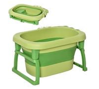 HOMCOM Bañera Plegable para Bebé Bañera Portátil para Niños con Patas Antideslizantes 75,3x55,4x43 cm Verde Aosom España