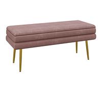 HOMCOM Banqueta Acolchada con Espacio de Almacenamiento, Acero, 100 x 37,5 x 42 cm, Rosa