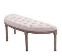 HOMCOM Banqueta Acolchada Estilo Vintage Retro con Botones Sofá de Lino + Madera Beige 140,5x51x48 cm Aosom España