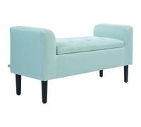 HOMCOM Banqueta con almacenamiento, Banco acolchado, capacidad de carga de 130 kg, aspecto de lino, madera de caucho, 116 x 44 x 58 cm, Verde
