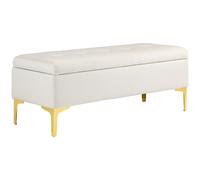 HOMCOM Banqueta con espacio de almacenamiento soporta hasta 120kg 120x44x44,5 cm Beige Aosom España