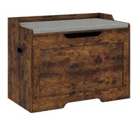 HOMCOM Banqueta contenedora de 103L multifunción color madera con cojín de tejido gris, 75x40x56 cm Aosom España