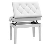 Homcom banqueta para piano banco para piano con ajustable en altura de 48 a 58 cm espacio de almacenamiento patas de madera taburete para teclado acolchado 54,5x33x48-58 cm blanco 33 cm