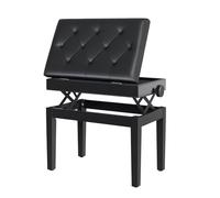 HOMCOM Banqueta para Piano Banco para Piano con Ajustable en Altura de 48 a 58 cm Espacio de Almacenamiento Patas de Madera Taburete para Teclado Acolchado Negro