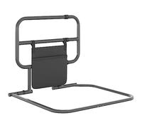 HOMCOM Barandilla de Cama Adulto Grande Asidero para la Cama Plegable Reforzada Barrera de Cama con Bolsillo de Almacenamiento para Discapacitados y Personas Mayores 61x66x55 cm Gris y Negro