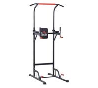 HOMCOM Torre de Ejercicios Estación Multifuncional con 7 Orificios para Entrenamiento Carga Máx.120 kg 123x98x189-239 cm Negro y Rojo Aosom España