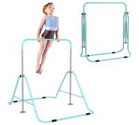 HOMCOM Barra de Gimnasia Artística, Barra Horizontal Plegable, Altura Ajustable, Equipo de Gimnasia para Entrenamiento en Casa, para Niños y Niñas, Azul Celeste