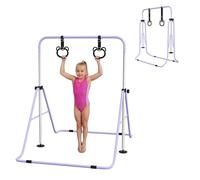 HOMCOM Barra de Gimnasia para Niños con Altura Ajustable 5 Niveles Púrpura