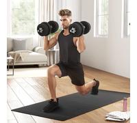 HOMCOM Barra de pesas corta de 25 kg - Pares de mancuernas - Peso ajustable - 12 discos - Barras incluidas - Entrenamiento muscular y potencia - Acero negro