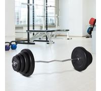 HOMCOM Barra de Pesas Curvada Barra de Set de Musculación con 8 Discos de Pesos 2.5kg-15kg Intercambiables 70 kg para Entrenamiento Culturismo en Gimnasio Casa 140x38.5x38.5 cm Negro