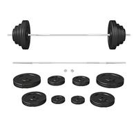 HOMCOM Barra de Pesas 70 kg con Mancuernas Set de Pesas Ajustables con 8 Discos 1,5kg 5kg 10kg 15kg y 1 Barra Juego de Mancuernas para Entrenamiento de Fuerza en Hogar Gimnasio 170x40,5x40,5 cm Negro
