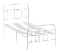 HOMCOM Base de Cama Individual de 91 cm con Almacenamiento Debajo de la Cama, Base de Cama de Plataforma de Metal con cabecera Alta, Estribo y Soporte de Listones de Acero, no Necesita somier, fácil