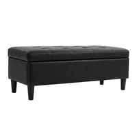 HOMCOM Baúl 136 L Puf Contenedor Reposapiés Grande 110x41x42 cm, Piel Sintética apta para Mascotas, Negro