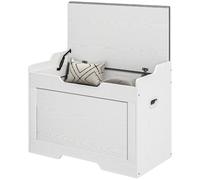 HOMCOM Baúl banco con tapa de almacenamiento 75x40x56 cm Blanco | Baúl de almacenamiento blanco con cojín, para entrada, dormitorio y salón.