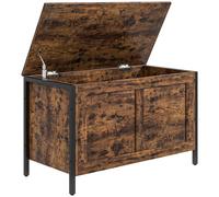 HOMCOM Baúl de 95L de Estilo Industrial con Tapa y Bisagra de Seguridad 80x40x49 cm Marrón Aosom España