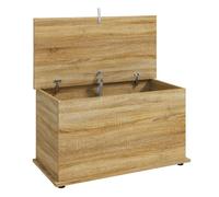 HOMCOM Baúl de Almacenaje 102L, Banco de Almacenaje, 80x40x45 cm, Roble | Banco Zapatero con Bisagra de Seguridad, Estilo Moderno, para Pasillo, Dormitorio, Recibidor, Salón