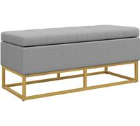 HOMCOM Baúl de Almacenaje para Dormitorio Puff de Almacenaje Tapizado de Lino Sintético con Tapa Abatible y Patas de Acero para Salón 110x44x48 cm Gris