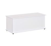 HOMCOM Baúl de Almacenamiento de Madera Taburete para Almacenaje con Tapa para Dormitorio Salón Carga Max. 120 kg 100x40x40 cm Blanco