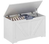HOMCOM Baúl de Almacenaje para Dormitorio 100 L Banco de Almacenaje con Tapa Bisagra de Seguridad para Pasillo Salón 80x40x45 cm Blanco