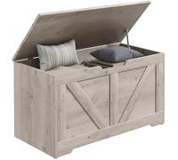 HOMCOM Baúl de Almacenaje para Dormitorio 100 L Banco de Almacenaje con Tapa Bisagra de Seguridad para Pasillo Salón 80x40x45 cm Gris