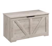 HOMCOM Baúl de Almacenaje para Dormitorio 100 L Puff de Almacenaje con Tapa Bisagra de Seguridad 80x40x45 cm Gris