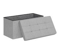 HOMCOM Baúl de Almacenaje para Dormitorio 84L, Puff de Almacenaje Plegable Tapizado de Lino Sintético con Tapa, para Salón, 76x38x38 cm, Gris Claro