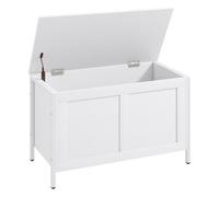 Homcom baúl de almacenaje para dormitorio 95 l banco de almacenaje con tapa bisagra de seguridad para pasillo salón 80x40x50 cm blanco veteado