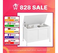 HOMCOM Baúl de Almacenaje para Dormitorio 95 L 80x40x50 cm Blanco Veteado