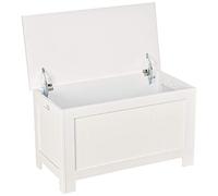 HOMCOM Baúl de Almacenaje para Dormitorio Banco de Almacenaje con Tapa Baúl de Almacenaje Versátil con Bisagra de Seguridad para Pasillo Salón 81x40x46 cm Blanco