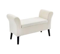 Homcom baúl de almacenaje para dormitorio banco de almacenamiento con tapa abatible reposabrazos y patas de madera para salón 111,5x41x65 cm crema