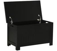 HOMCOM Baúl de Almacenaje para Dormitorio con Tapa 81x40x46 cm Negro | Banco de Almacenaje, Baúl Versátil, Bisagra de Seguridad, para Pasillo, Salón