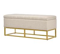 HOMCOM Baúl de Almacenaje para Dormitorio Tapa Abatible 110x44x48 cm Beige