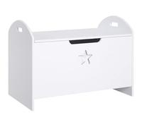 HOMCOM Baúl de Almacenaje Tapa Reversible de Juguete 62x40x46,5 cm Blanco