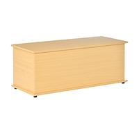 HOMCOM Baúl de Almacenamiento de Madera Taburete para Almacenaje con Tapa para Dormitorio Salón Carga Max. 120 kg 100x40x40 cm Natural