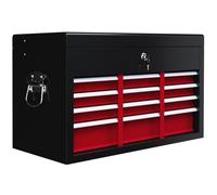 HOMCOM Baúl de herramientas, bloqueable, 3 cajones, protección de acero, 60x26x34cm, Rojo + Negro