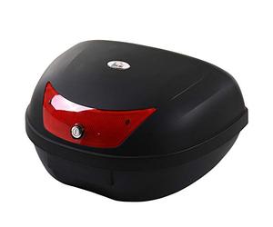 HOMCOM Baúl de Moto Maletero de Scooter para 1 Casco Integral y 1 Medio Capacidad de 48 L Cerradura con Dos Llaves Accesorios 59x43x33 cm Negro