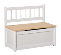 HOMCOM Baúl de Juguetes de Madera Almacenamiento con Tapa y Respaldo para Niños