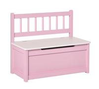 HOMCOM Baúl para Juguetes Banco Almacenaje 40 kg 60x30x50 cm Rosa y Blanco