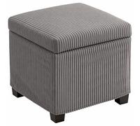 HOMCOM Baúl Puf Almacenamiento 30L Tapa Desmontable 40x40x40cm Gris | Taburete de almacenamiento, otomano reposamanos cúbicos, pana, para salón, dormitorio, entrada, carga 120 kg