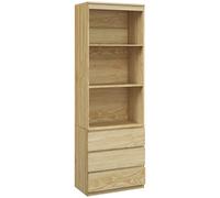 HOMCOM Biblioteca alta de 180 cm con 3 estantes y 3 cajones dim. 60L x 35An x 180Al cm Paneles de Partículas efecto madera