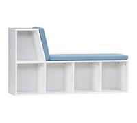 HOMCOM Biblioteca Banco 2 en 1, Banco de almacenamiento, 2 cojines, Blanco Azul